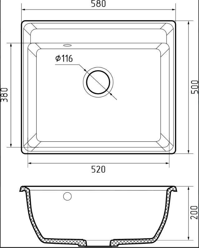 Мойка для кухни GranFest Композит VERTEX 580